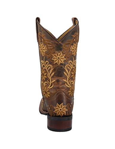 Women's Brown Secret Garden Floral Embroidered Pull-On Cowgirl Boot 5822