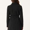 Winter Trench Coat for Women Overcoat Belted Outwear Double Breasted Mid Long Pea Coat
