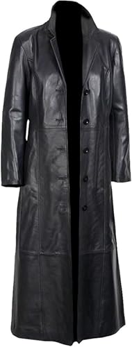 31ZrhS5ZkL.jpg Women Black Leather Duster Long Coat Length Full Trench Coat For Women's #1