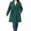 31b11vBJR8L.jpg Plus Size Winter Coats for Women Lapel Single Breasted Belted with Pocket Pea Coats Trench Coats
