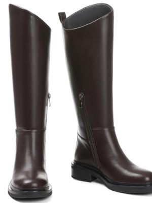 31c-h0beATL.jpg Knee High Boots for Women Round Toe Flat Low Chunky Heel Boot Side Zipper Dress Long Fashion Tall Boot Fall Winter Riding Wide