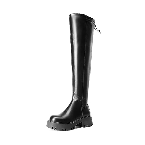 31caYT71XL.jpg Women's Platform Over The Knee Boots Lug Sole Round Toe Thigh High Long Chunky Block Heels Fall Boots