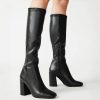 31chy-WwFsL.jpg Women's Knee High Boots Faux Leather Square To Tall Boots Fashion Chunky Block Heel Long Boots with Side Zip