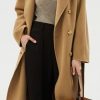 100 Wool Double-faced Women Wool Blend Coat Double-breasted Casual Cashmere Coat Belted Trench Jacket with Pockets