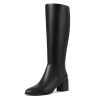 Knee High Boots Women Chunky Heel Round Toe Side Zipper Tall Boots for Women Comfortable Long Boots