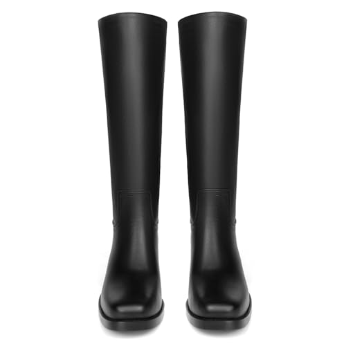 Platform Women's Knee High Square Toe Chunky Block Heel Long Wide Calf Riding Pull On Campus Boots