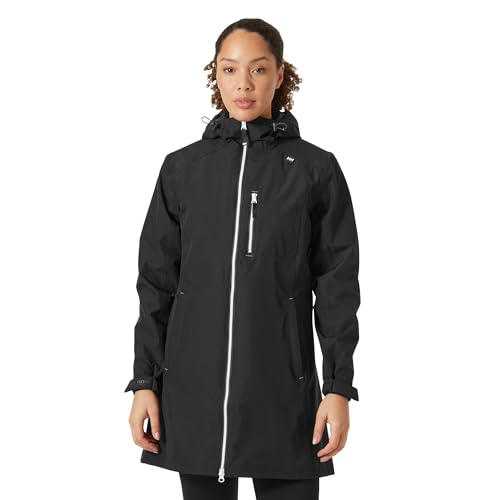 Helly Hansen Women's Long Belfast Lightweight Waterproof Windproof Breathable Raincoat Jacket with Hood