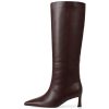 Knee High Boots Womens Wide Calf Kitten Heel Tall Boots Pointed Toe Suede Long Boots Trendy Dress Leather Low Heel High Boots