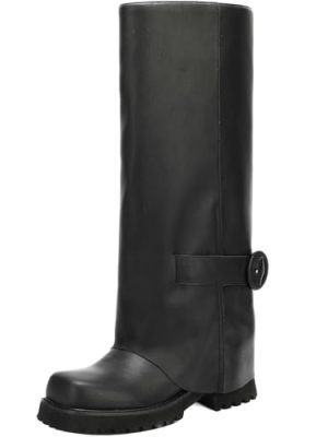 Knee High Boots Women Platform Knee High Boots for Women Square Toe Fold Over Dress Long Tall Boots