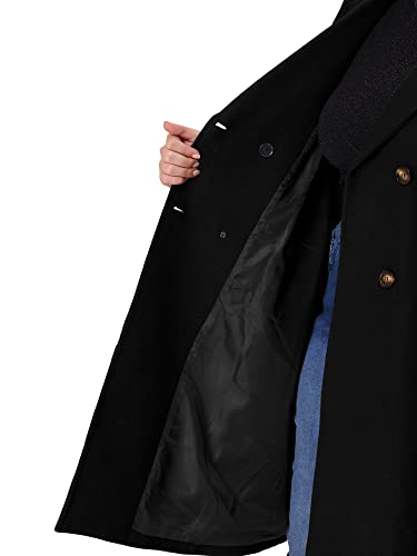 Plus Size Long Coats for Women Notched Lapel Winter Warm Double Breasted Coat