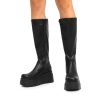 Women's Knee High Boots Wedge Platform Chunky Heel Round Toe Side Zipper Fashion Long Tall Sock Boots