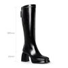 Fashion Knee High Boots Women Chunky Heel Square Toe Tall Boots for Women High Heel Black Side Zipper Long Boots