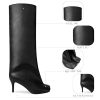 31mcrJA20qL.jpg Women's Suede Knee High Boots Square Toe Stiletto Heels Wide Calf Tall Boots