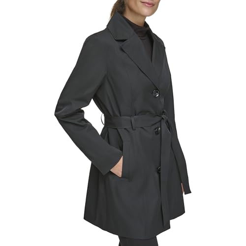 Women's Trench Coat with Waist Tie Belt and Notch Collar
