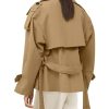31ott8jr-mL.jpg Womens Cropped Trench Coat Casual Double Breasted Short Jacket Fall Fashion Outerwear with Belt