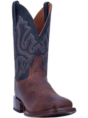 Mens Winslow Embroidered Square Toe Casual Boots Mid Calf - Blue, Brown