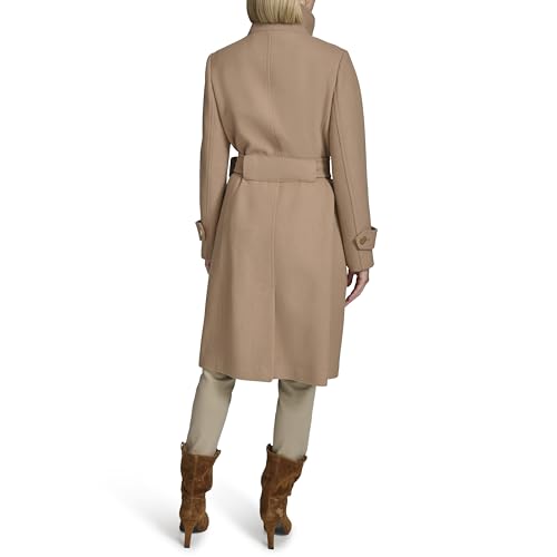 31qHLOVFRvL.jpg Women's Stand Belted Wool Trench Coat with Soft Ribbed-Knit Collar Detail