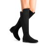 31qTtxoME3L.jpg Women's Knee-High Boots Comfortable Flat Low Heel Round Toe Stretchy Suede Slouch Boots with Side Zipper