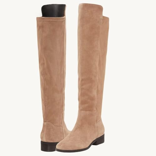 Womens Knee High Boots Round Toe Chunky Block Heels Suede Fashion Winter Booties