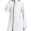 Women's Long Rain Coat Packable Waterproof Windbreaker Lightweight Cycling Jacket with Hood