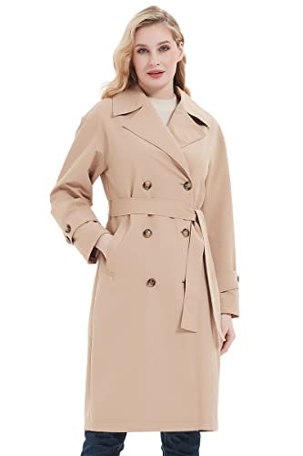 31sZynufF5L.jpg Trench Coats for Women Long Double Breasted Jacket Overcoat Beige L