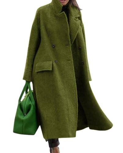 31seBoR7JDL.jpg Women Oversized Long Winter Coats Warm Wool Blend Pea Trench Coat Overcoat