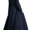 Women's Woolen Blend Ankle Length Long Trench Coat Stand Collar Outwear Overcoat