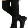 Women's 998 Suede Over The Knee High Boots Low Flat Heel Thigh High Boots for Women