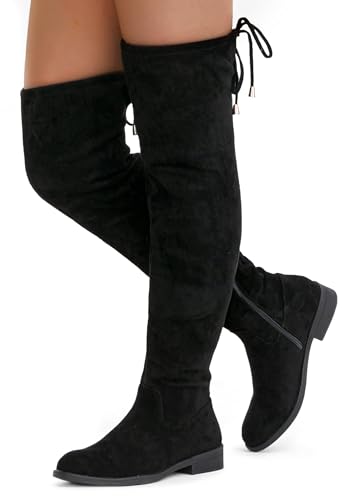 Women's 998 Suede Over The Knee High Boots Low Flat Heel Thigh High Boots for Women