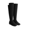 31usXn7gQNL.jpg Women's Knee-High Boots Comfortable Flat Low Heel Round Toe Stretchy Suede Slouch Boots with Side Zipper