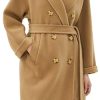 100 Wool Double-faced Women Wool Blend Coat Double-breasted Casual Cashmere Coat Belted Trench Jacket with Pockets
