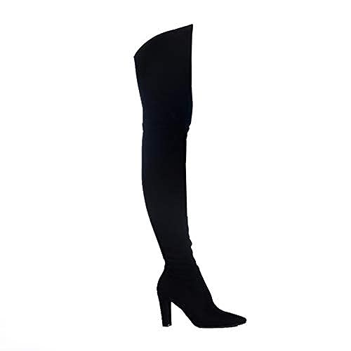Women Stretch Suede Chunky Heel Over The Knee Boots Thigh High for Women