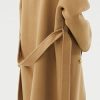 100 Wool Double-faced Women Wool Blend Coat Double-breasted Casual Cashmere Coat Belted Trench Jacket with Pockets