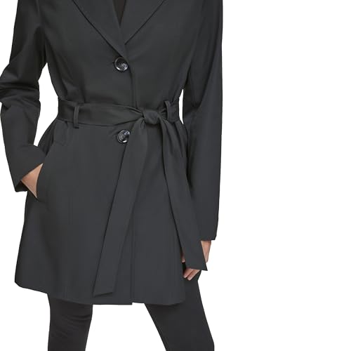 Women's Trench Coat with Waist Tie Belt and Notch Collar