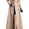 Women's Fall Dressy Office Double Breasted Maxi Long Trench Coat Overcoat