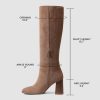 31zcs0fOrvL.jpg Knee High Boots Women Fall Winter Faux Suede Square Toe Chunky Block Heel Wide Calf Boots Fashion Side Zipper Long Boot