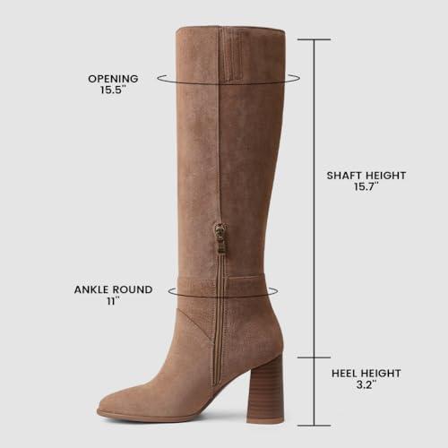 31zcs0fOrvL.jpg Knee High Boots Women Fall Winter Faux Suede Square Toe Chunky Block Heel Wide Calf Boots Fashion Side Zipper Long Boot