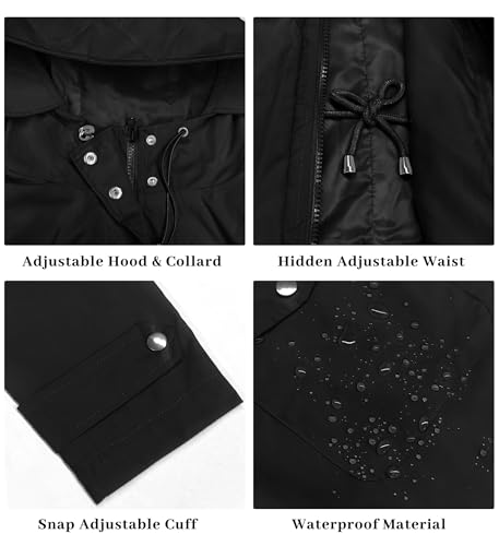 Rain Jacket for Women Waterproof with Hood Trech Coat for Women Lightweight Raincoats Long Windbreaker