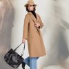 Women's Double Sided Blended Long Wool Pea Coat,Notch Lapel Overcoat Wool Jacket Long Trench Wool Dress Coat,Brown