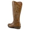 410-9riWXCL.jpg Women's Wide Calf Cowboy Boots Pull on Cowgirl Embroidered Mid Calf Pointed Toe Chunky Heel Western Boots