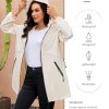 lightweight Rain Coat For Women Hooded Long Windbreaker Jacket Waterproof Packable Raincoat with Pockets S-XXL
