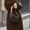 410rGxpb2IL.jpg Women's Winter Double Breasted Wool Coat Long Sleeve Notch Lapel Midi Long Winter Trench Coat with Belt