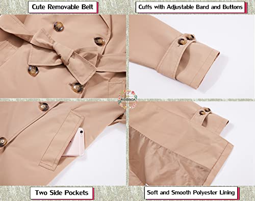 411jZkUhv1L.jpg Trench Coats for Women Long Double Breasted Jacket Overcoat Beige L