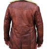 Mens Faux Shearling Brown Leather Trench Coat - Militry Faux Leather Tactical Vest Coat Jacket Cosplay Costume