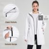 Women's Long Rain Coat Packable Waterproof Windbreaker Lightweight Cycling Jacket with Hood