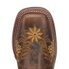 Women's Brown Secret Garden Floral Embroidered Pull-On Cowgirl Boot 5822