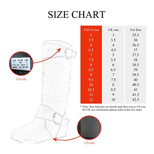 Women's Wide Calf Knee High Boots, Fur-lined Low Hidden Wedge Boots