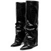416fzoQ4wL.jpg Womens Knee High Boots Wide Calf Chunky High Heel Boots Fashion Fold Over Boot Pointed Toe Winter Fall Tall Boots for Women Pull