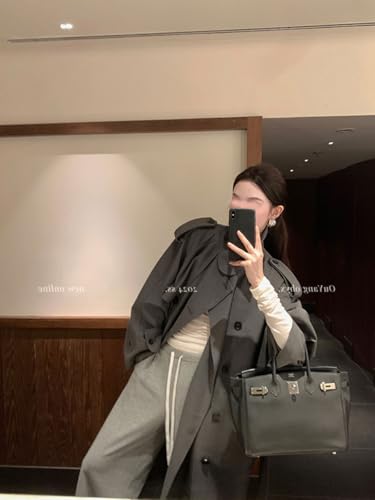 Womens 2025 Fashion Double Breasted Long Trench Coat Windproof Classic Lapel Overcoat with Belt