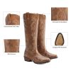 417rtXuq2UL.jpg Womens Cowboy Boots Comfortable Cowgirl Knee High Boots Pull On Side Zipper Chunky Heel Embroidered Western Boots